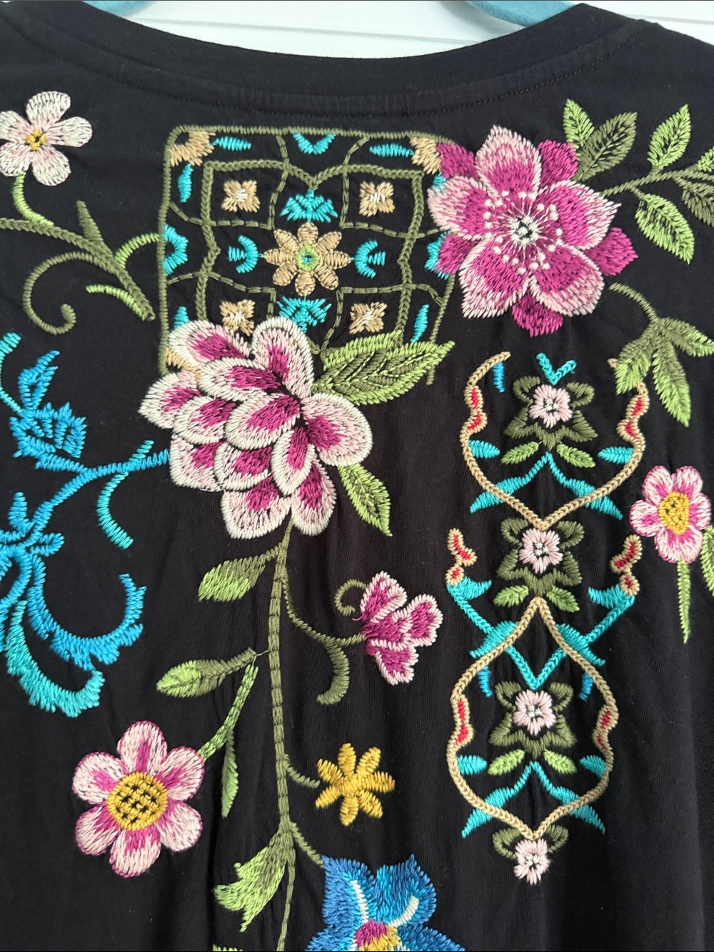 Johnny Was Black Maxi Dress with Multicolor Floral Embroidery - Picture 10 of 12